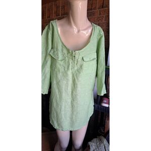 EDDIE Bauer XL Spring Green Linen Top